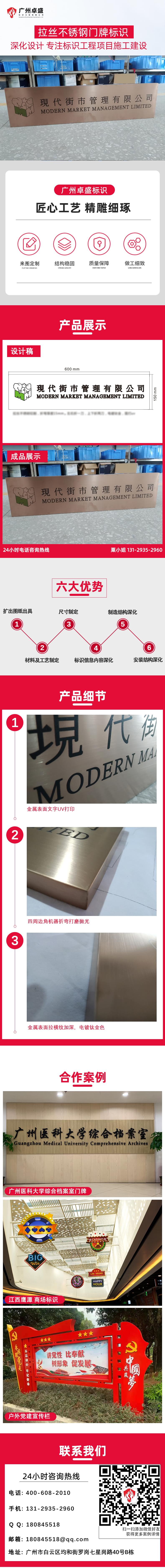 拉絲不銹鋼門牌標識